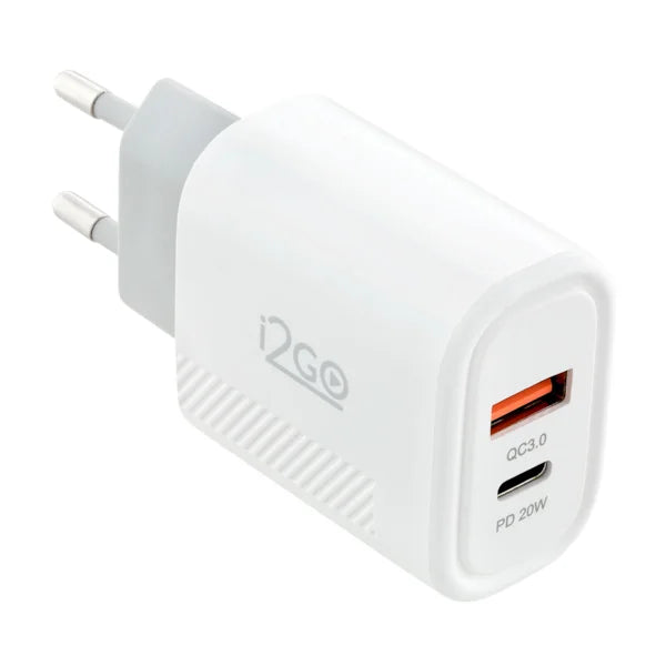 Carregador de Parede Ultra Rápido com 1 Saída USB-C Power Delivery 20W + 1 Saída USB-A 18W